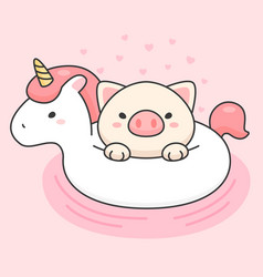 Cute Pig In An Unicorn Life Ring