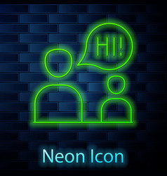 Glowing Neon Line Two Sitting Men Talking Icon