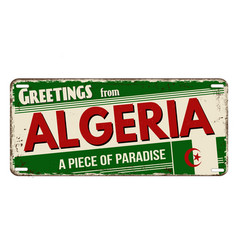 Greetings From Algeria Vintage Rusty Metal Plate