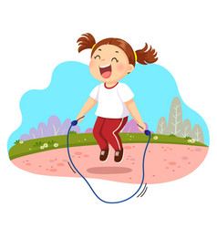 Happy Little Girl Jumping Rope