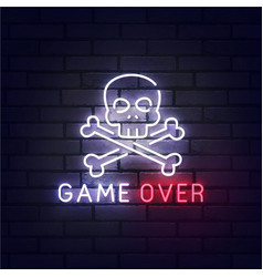 Skull Game Over Neon Sign Bright Signboard Light