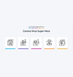 Corona Virus Super Hero Line 5 Icon Pack