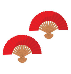 Two Red Hand Fans On A White Background