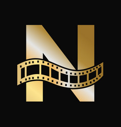 Letter N With Films Roll Symbol Strip Film Logo