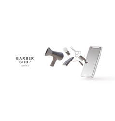 Set Of 3d Objects For A Barbershop Flying From