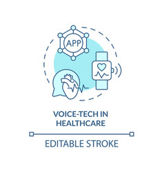 2d Voice-tech In Healthcare Thin Line Blue Icon