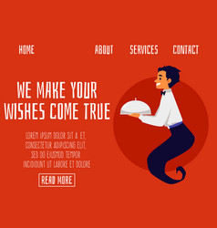 Cartoon Helper Genie Waiter Granting Wishes