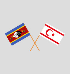 Crossed Flags Of Eswatini And Northern Cyprus