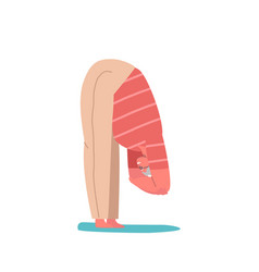 Elderly Female Character Stand In Bent Yoga Pose