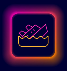 Glowing Neon Line Sinking Cruise Ship Icon