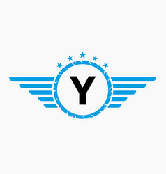 Initial Wing Logo On Letter Y For Transportation