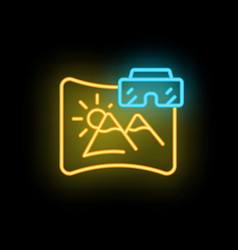 Virtual Travel Headset Icon Neon