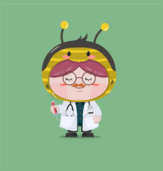 A Little Boy Wearing Doctor Bee Costume