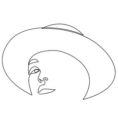 Continuous Line Drawing Of Woman Wearing Hat