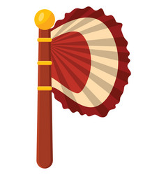 Cultural Red Hand Fan On A White Background