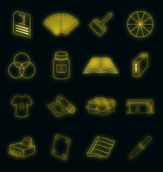 Print Process Icons Set Neon