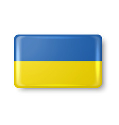 Rectangular Button Pin Badge With Ukrainian Flag