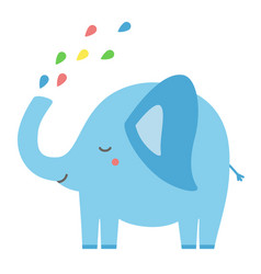 Cute Elephant Spraying Rainbow Water