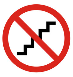 No Up Stairs Icon Sign Isolated On White