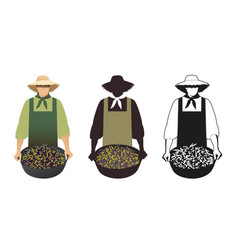 Three Versions Of An Olive Farmer Carrying