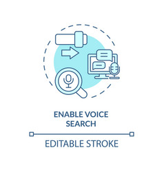 2d Enable Voice Search Thin Line Blue Icon Concept