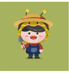 A Little Boy Wearing Farmer Bee Costume