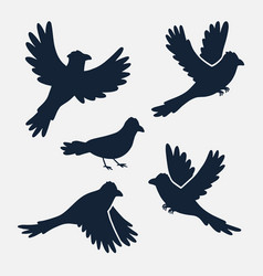 Hand Drawn Animals Silhouette Crow Bird Set