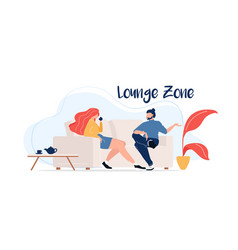 Lounge Zone Flat Color Faceless Characters