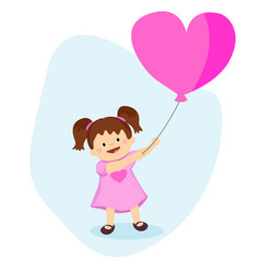 Cute Girl With A Heart-shaped Balloon