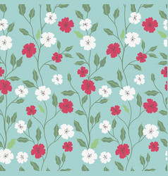 Seamless Pattern Of Red And White Flowers On A