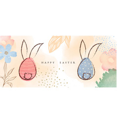 Happy Easter Egg And Rabbit In Watercolor Style