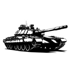 Military Tank In Drawing Stencil