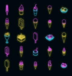 Ice Cream Icons Set Neon