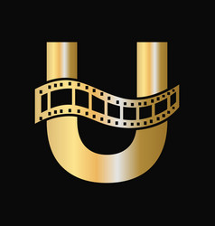 Letter U With Films Roll Symbol Strip Film Logo