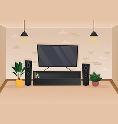 Living Room In Flat Style Cartoon