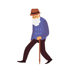 Tired Old Man Elderly Male Character With Walking