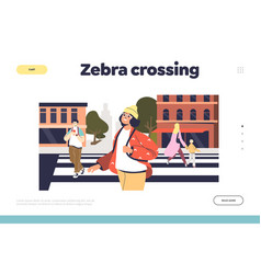 Zebra Crossing Concept Landing Page With Group