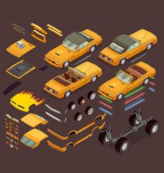 Car Tuning Snyling Parts Isometric Set