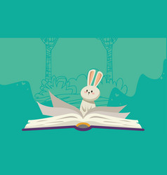 Open Book With Spring Rabbit