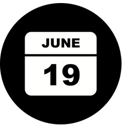 June 19th Date On A Single Day Calendar