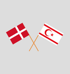 Crossed Flags Of Denmark And Northern Cyprus