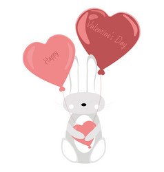 On Valentine S Day A Cute Bunny With Balloons