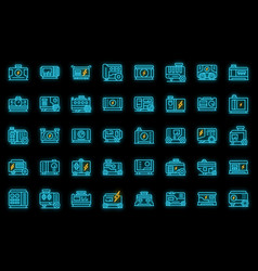 Power Generator Icons Set Neon