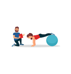 Young Girl Doing Plank Exercise Using Fitness Ball