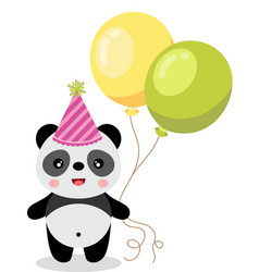 Happy Birthday Cute Panda Holding Balloons