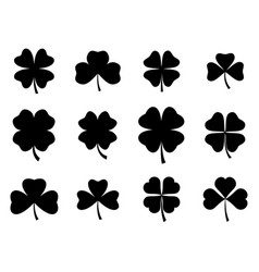 Clover Leaves Icon Set Isolated On White