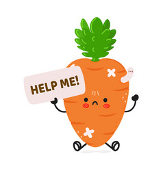 Cute Sad Sick Carrot Asks For Help Character