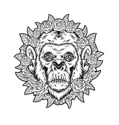 Nature Monkey Sugar Skull Ornament Outline