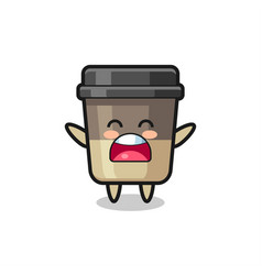 Cute Coffee Cup Mascot With A Yawn Expression