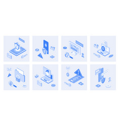 Cyber Security 3d Isometric Concept Set